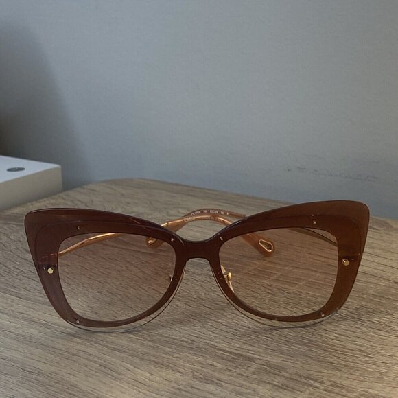 CHLOE Boho Butterfly CE175S 749 Peach Brown Pink Gradient 63mm Sunglasses (#675)
